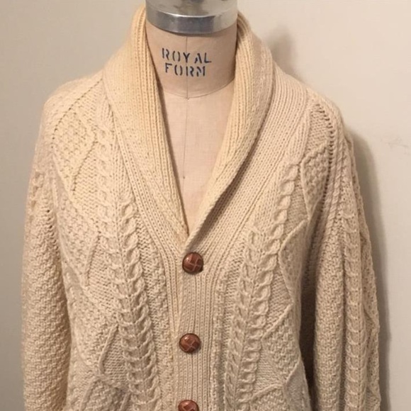 Saks Fifth Avenue Vintage Cream Aran Sweater